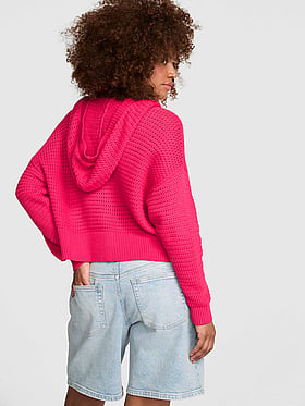 Crochet V-Neck Hoodie