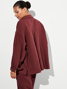 Beachwear Linen Boxy Long-Sleeve Shirt