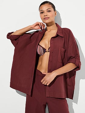 Beachwear Linen Boxy Long-Sleeve Shirt