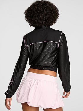Satin Mock-Neck Full-Zip Jacket