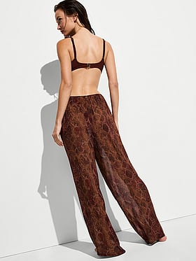 Beachwear Sheer Crinkle Wide-Leg Pant