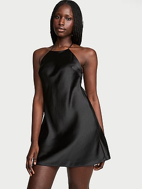 Luxe Satin Halter Mini Slip Dress