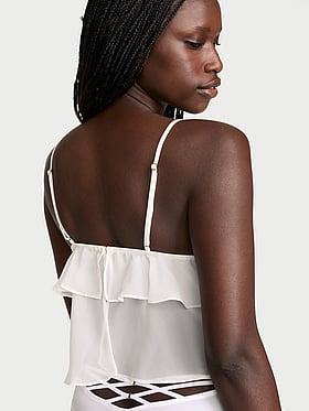 Lace & Chiffon Flutter Triangle Bra Top