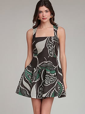 Paisley Square Neck Mini Dress