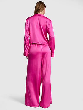 GRWPINK™ Satin Flyaway Long-Sleeve & Pants Pajama Set