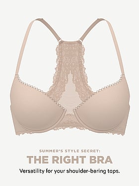 Lightly Lined Lace Racerback Demi Bra