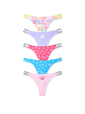 5-Pack Logo Cotton Thong Panties