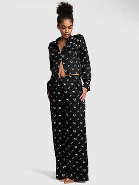 GRWPINK™ Satin Flyaway Long-Sleeve & Pants Pajama Set