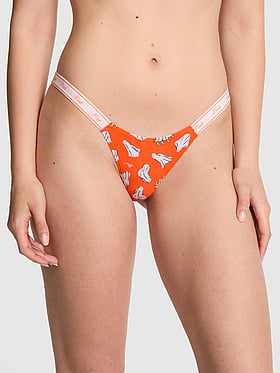 Logo Cotton High-Leg Micro Thong Panty