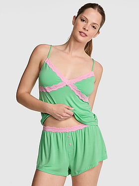 Modal Lace-Trim Micro Shorts