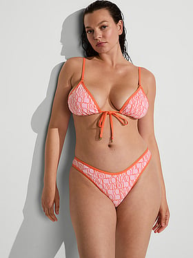 Logo Tie-Front Triangle Bikini Top