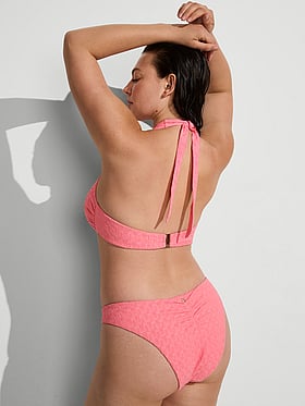 Beach Hoops Textured Jacquard Halter Bikini Top