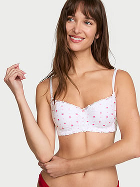Cotton Lace-Trim Lightly Lined Balconette Bra