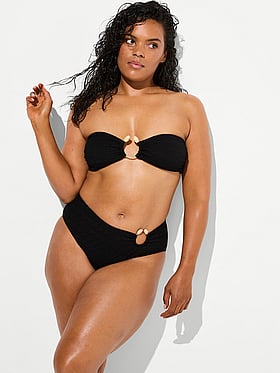 Beach Hoops Textured Jacquard Bandeau Bikini Top