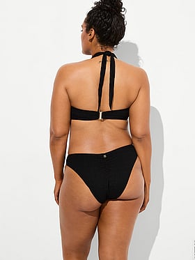 Beach Hoops Textured Jacquard Halter Bikini Top
