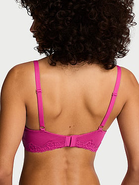 Perfect Shape Cotton Shadow Stripe Lace-Trim Push-Up Bra
