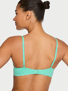 Perfect Shape Cotton Shadow Stripe Lace-Trim Push-Up Bra