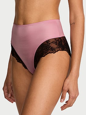 Smooth Lace-Trim High-Waist Brief Panty