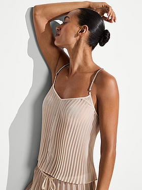 Beachwear Shine Rope Pleated Chiffon Top