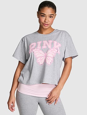 PINK | Elle Campus Cotton™ Cropped Tee