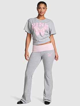 PINK | Elle All-Day Cotton™ Foldover Flare Leggings