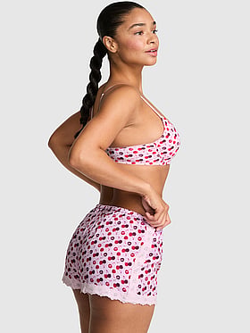 Silky Lace-Trim Boxy Pajama Shorts