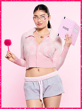 PINK | Elle Jacquard Knit Cardigan