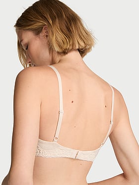 Cotton Lace-Trim Lightly Lined Wireless Bra