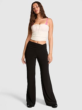 Night-Out Stretchy Knit Ruched Flare Pants