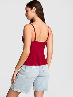 Night-Out Stretchy Knit Corset Tank Top
