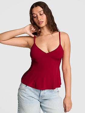 Night-Out Stretchy Knit Corset Tank Top