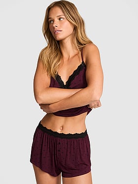 24/7 Lounge Modal Lace-Trim Micro Shorts