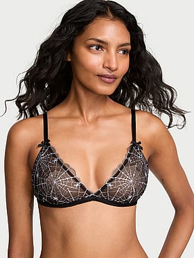 Tease Spider Embroidery Unlined Triangle Bralette