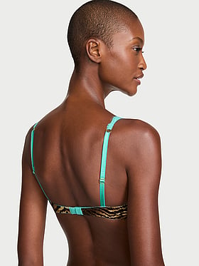Tease Satin Lace-Trim Wireless Plunge Bra