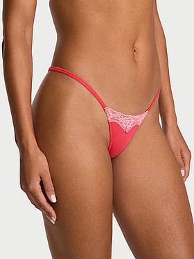Cotton Lace-Trim Itsy V-String Panty