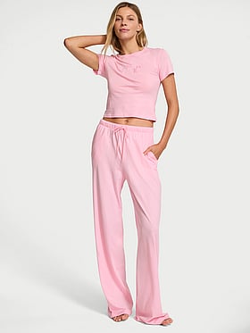 100% Cotton Tee Long Pajama Set