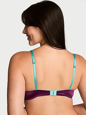 Tease Satin Lace-Trim Wireless Plunge Bra