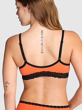 Cotton Unlined Lace-Trim Scoop Bralette
