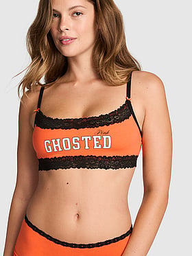Cotton Unlined Lace-Trim Scoop Bralette