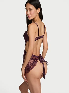 Wicked Unlined Rose Lace Apron Set
