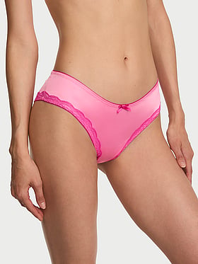 Tease Satin Lace-Trim Cheeky Panty