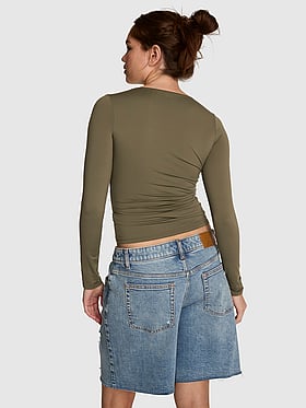 PINK Base Stretch™ Boat-Neck Long-Sleeve Top