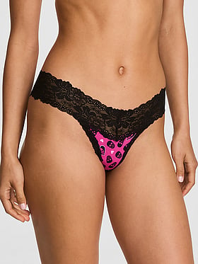 PINK Wink™ Lace-Trim Cotton Thong Panty