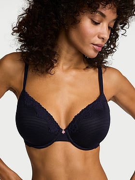 Cotton Shadow Stripe Lightly Lined Demi Bra