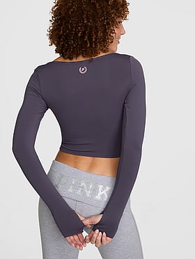 PINK Relay™ Long-Sleeve Cropped Wrap Top