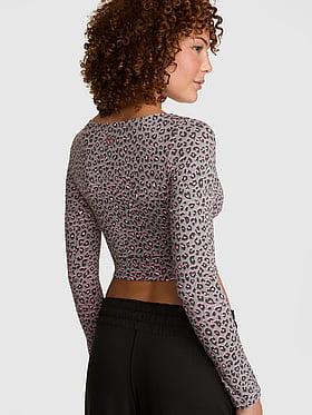 PINK Relay™ Long-Sleeve Cropped Wrap Top