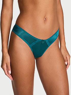 Sheer Shimmer Lace-Trim Brazilian Panty
