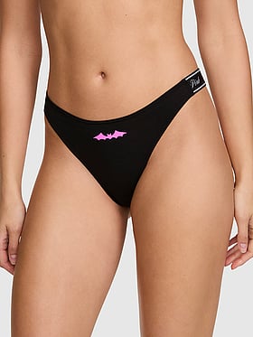 Logo Cotton High-Leg Thong Panty