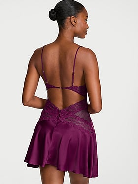 Dare to Dream Lace & Satin Flounce Slip Dress