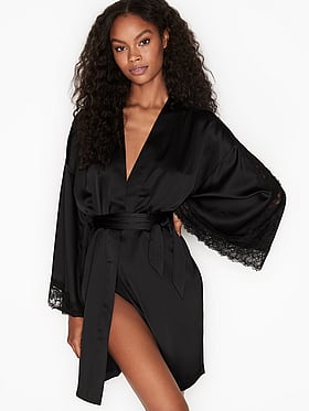 Details about   VICTORIA'S SECRET MESH LACE COVER UP ROBE KIMONO  3/4 SLEEVE SIZE XS/S NEW 